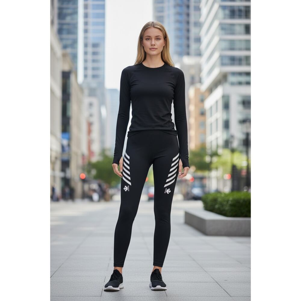 Descente Made in Japan Leggings Unisex Black Compression Athletic Running Size M